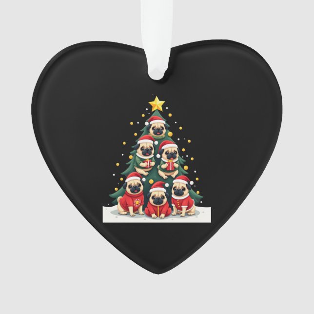 Dog Pugs Christmas Tree Cute Xmas (4) Ornament (Vorderseite)