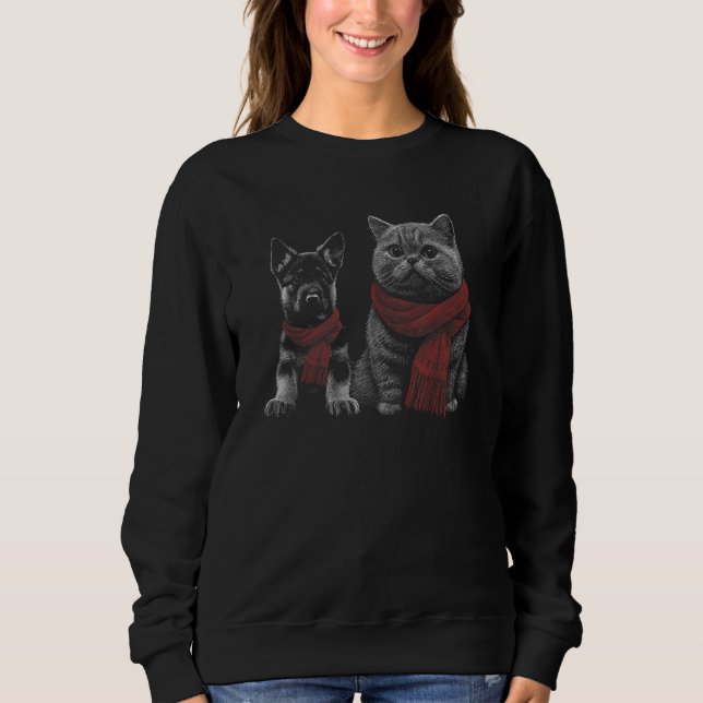 Dog Puppy German Shepherd and British Shorthair Sweatshirt (Vorderseite)