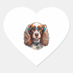 Dog Puppy Pooch Niedlich Funny Glasses Student Herz-Aufkleber