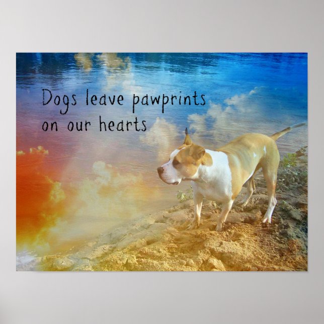 Dog Quote Poster - Hunde Verließ Pawprints (Vorne)