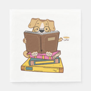 Dog Reading Book Funny Dog Book Liebhaber Serviette