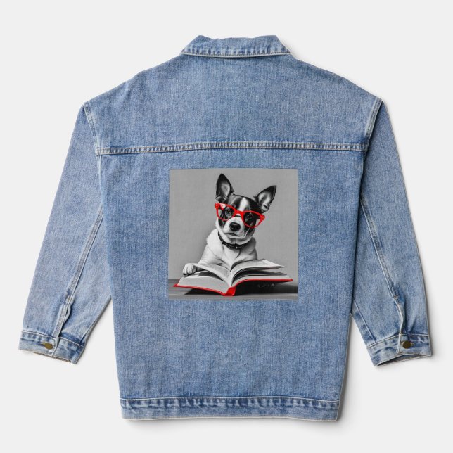 Dog Reading Book Jeansjacke (Rückseite)