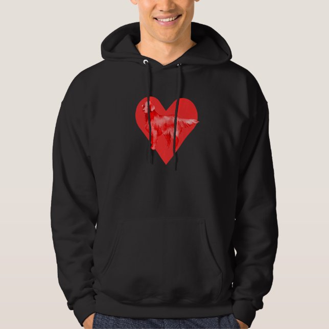 Dog Red Heart Flat Coated Retriever Hoodie (Vorderseite)