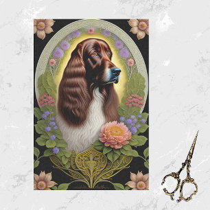 Dog Red White Setter Blumenwerk Seidenpapier