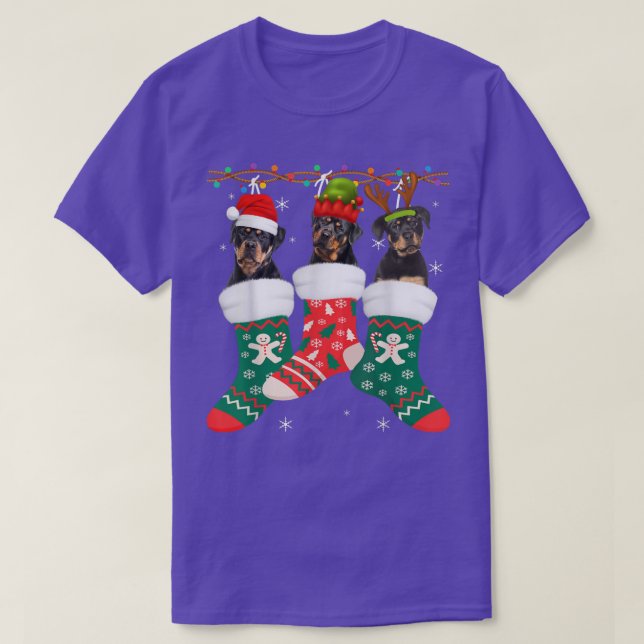 Dog Rottweiler Weihnachtssocken Funny Xmas Pajama  T-Shirt (Design vorne)