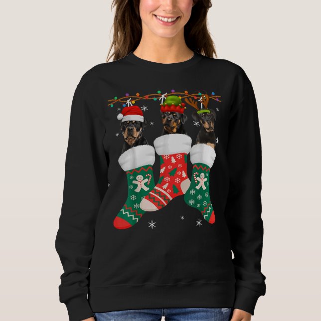 Dog Rottweiler Weihnachtssocken Xmas Pajama Pu Sweatshirt (Vorderseite)