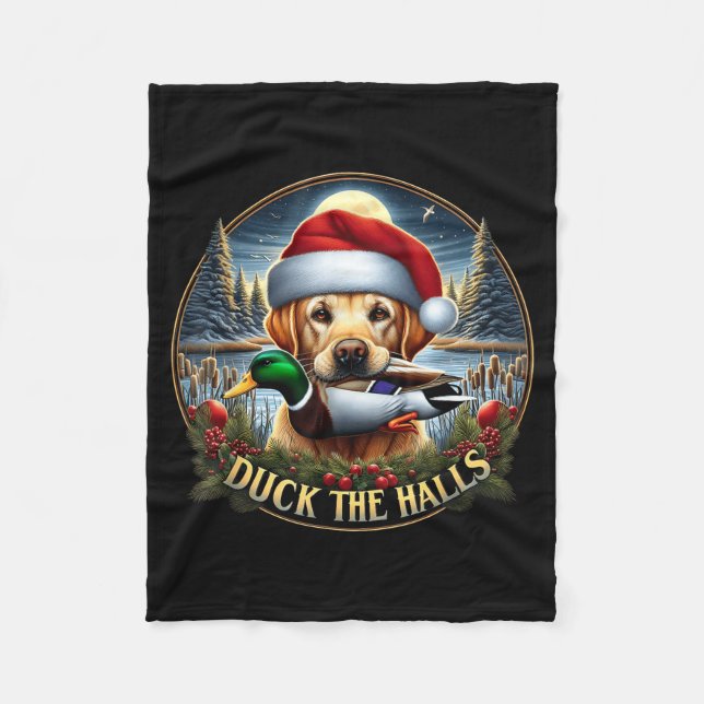 Dog Santa Duck Hunting Christmas Funny Adventure A Fleecedecke (Vorderseite)