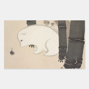 Dog Schnecke Kamisaka Sekka japan Malerei Leinwand Rechteckiger Aufkleber