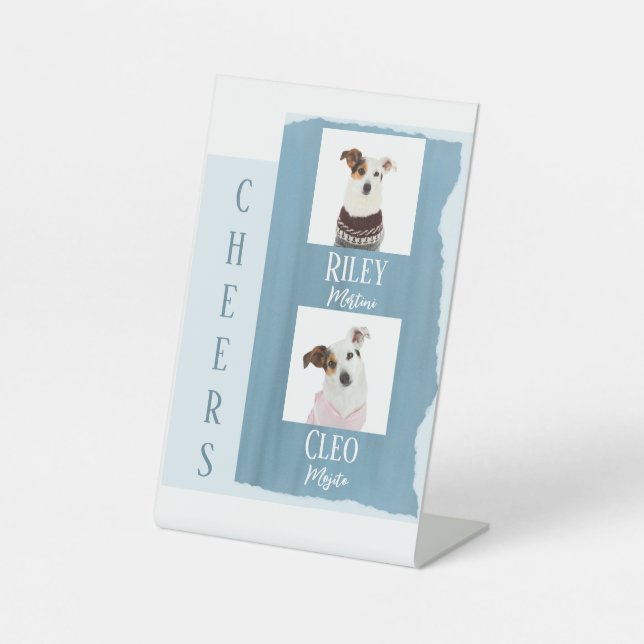 Dog Signature Cocktail Drink duk Blue Wedding Sockelschild (Vorderseite)
