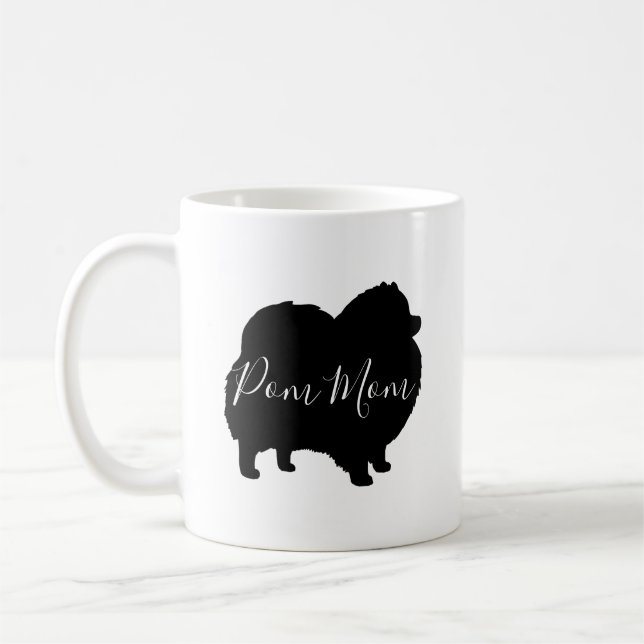 Dog-Silhouetten für Black Spitz Pom Mama Benutzerd Kaffeetasse (Links)