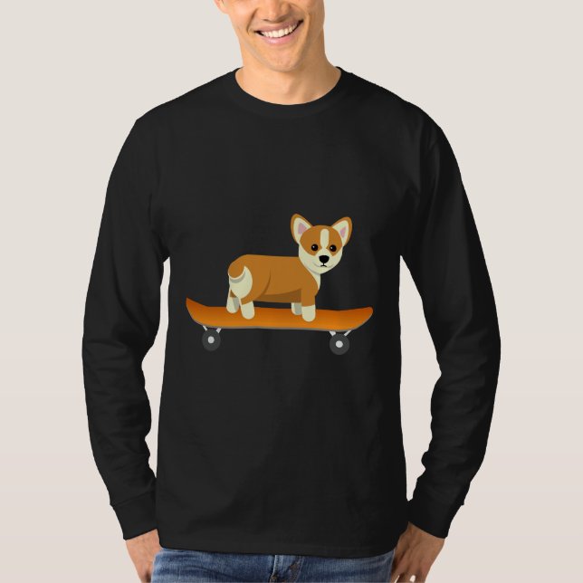 Dog Skater Corgi T-Shirt (Vorderseite)