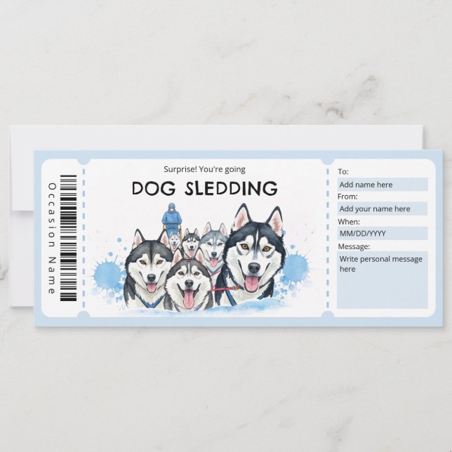 Dog Sledding Gift Certificate Einladung (Vorderseite)
