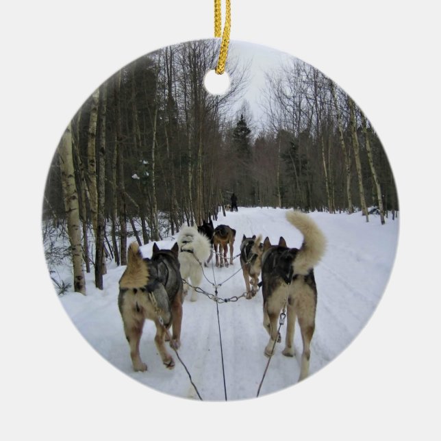 Dog Sledding in Quebec, Kanada Keramik Ornament (Vorne)