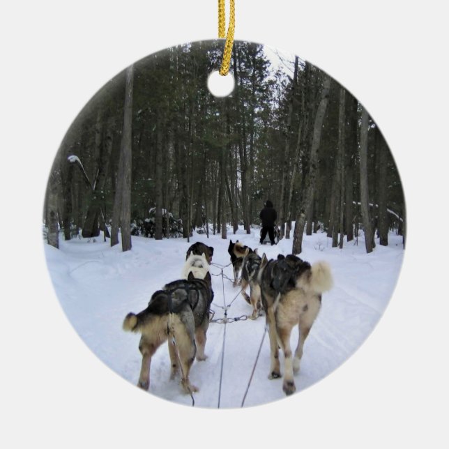 Dog Sledding in Quebec, Kanada Keramik Ornament (Vorne)