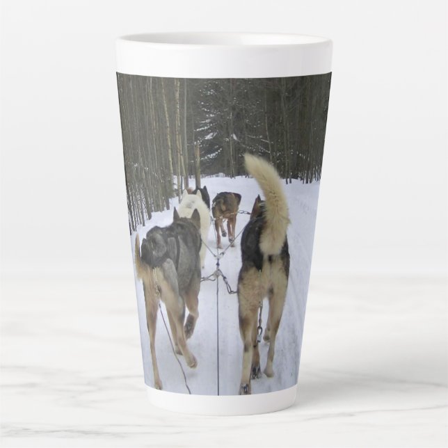 Dog Sledding in Quebec, Kanada Milchtasse (Vorderseite)