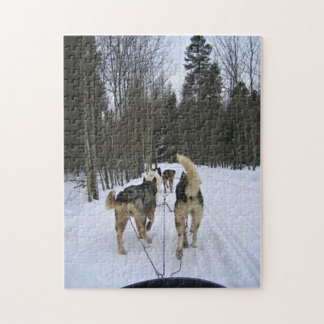 Dog Sledding in Quebec, Kanada Puzzle (Vertikal)