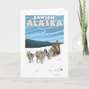 Dog Sledding Scene - Dawson, Alaska Feiertagskarte