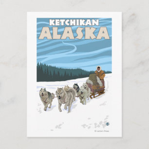Dog Sledding Scene - Ketchikan, Alaska Postkarte
