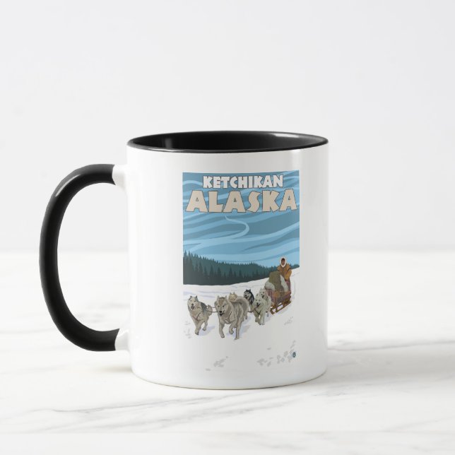 Dog Sledding Scene - Ketchikan, Alaska Tasse (Links)