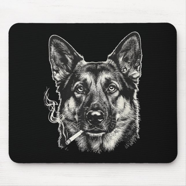 Dog smoking cigarette funny german shepard meme Do Mousepad (Vorne)