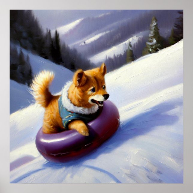 Dog Snow Tubing Poster (Vorne)