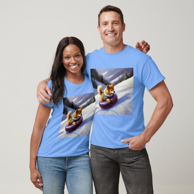Dog Snow Tubing T-Shirt (Unisex)