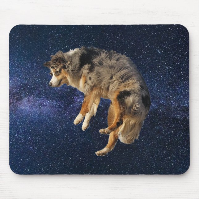 Dog Space Jumping Australian Shepherd Mousepad (Vorne)