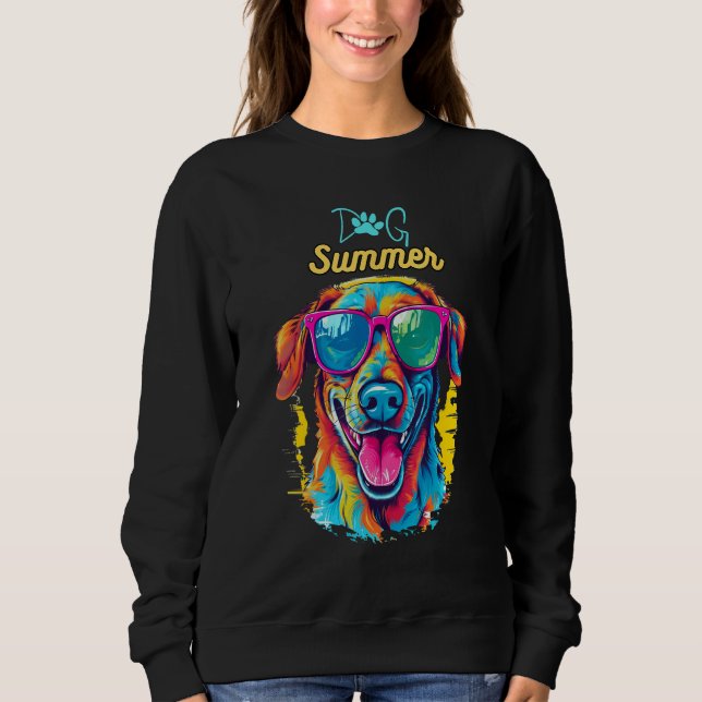 Dog Summer Party Labrador With Sunglasses Sweatshirt (Vorderseite)
