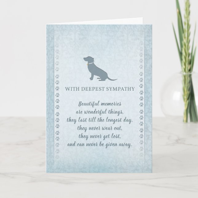 Dog Sympathy Card Blue - Schöne Erinnerungen Karte (Vorderseite)