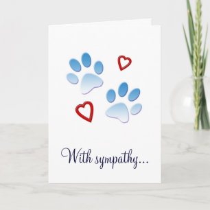 Dog Sympathy Card Paws and Hearts Karte