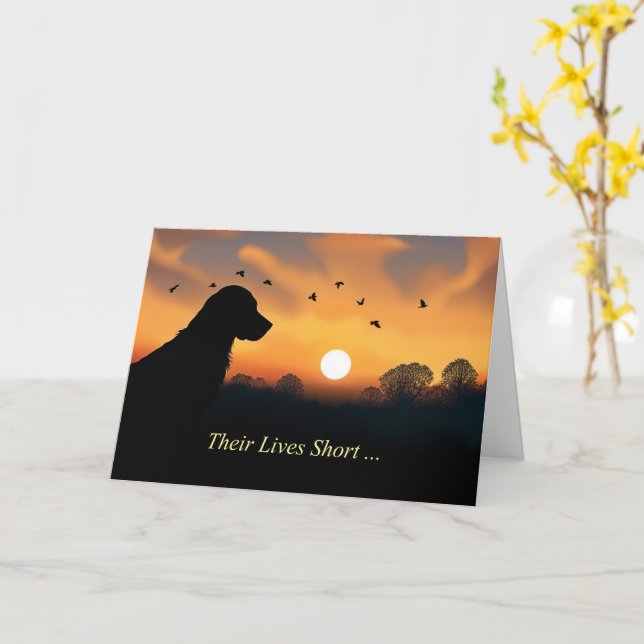 Dog Sympathy Loss of Dog Silhouetted in Sunset  Karte (Gelbe Blume)