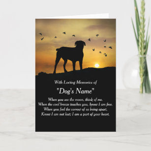 Dog Sympathy With Spiritual Poem Custom Name Card Karte