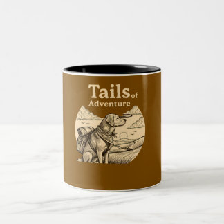 Dog Tails of Adventure Funny Dog Lover Hiking  Zweifarbige Tasse