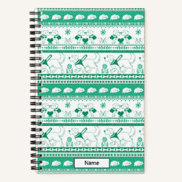 Dog-Tale Goldenes Muster - Grün - Klein Notizbuch