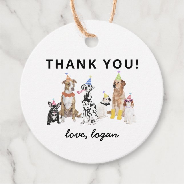 Dog Theme Let's Pawty Dog Birthday Party Geschenkanhänger (Vorderseite)