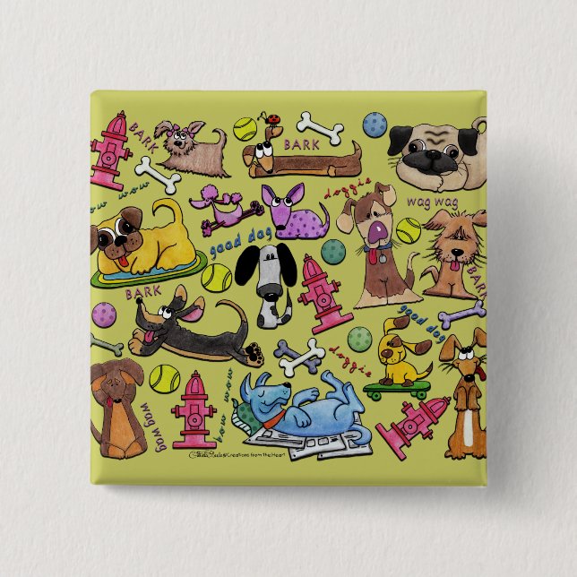 Dog Themed Collage Button (Vorderseite)