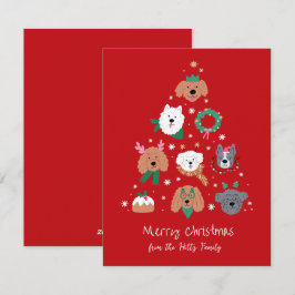 Dog Themed Red Christmas Card Feiertagskarte