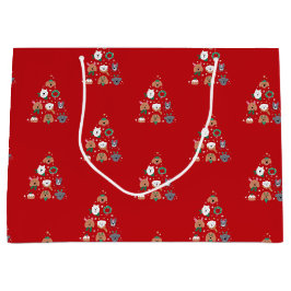 Dog Themed Red Christmas Große Geschenktüte