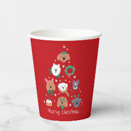 Dog Themed Red Christmas Pappbecher