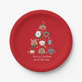 Dog Themed Red Christmas Pappteller