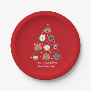 Dog Themed Red Christmas Pappteller