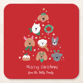 Dog Themed Red Christmas Rechteckiger Pappuntersetzer