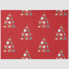 Dog Themed Red Christmas Seidenpapier
