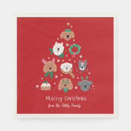 Dog Themed Red Christmas Serviette