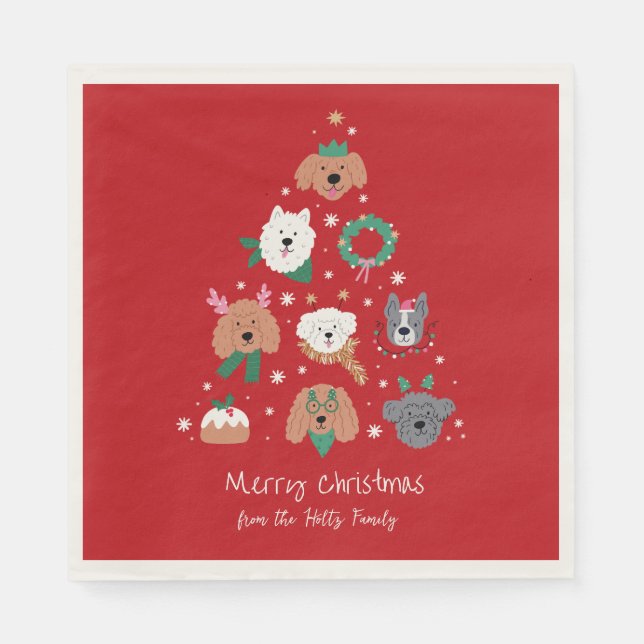 Dog Themed Red Christmas Serviette (Vorderseite)