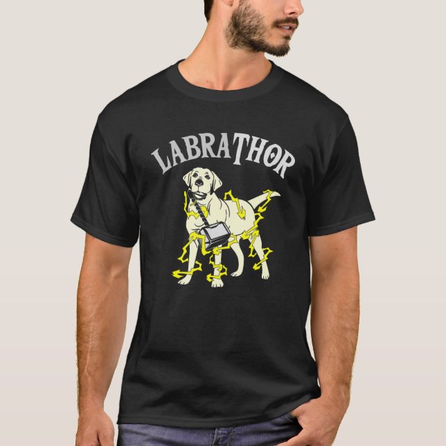 Dog Thor Hammer Labrador Pun Joke T-Shirt (Vorderseite)