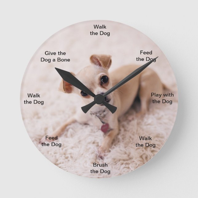 Dog Time Wall Clock Chihuahua Runde Wanduhr (Vorderseite)