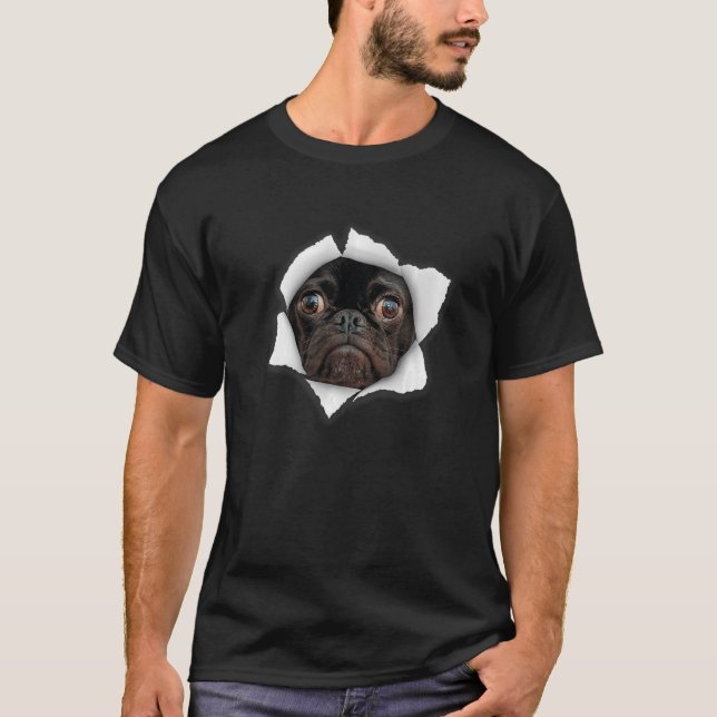 Dog Torn Cloth Black Bulldog kommt aus Loch K T-Shirt (Vorderseite)