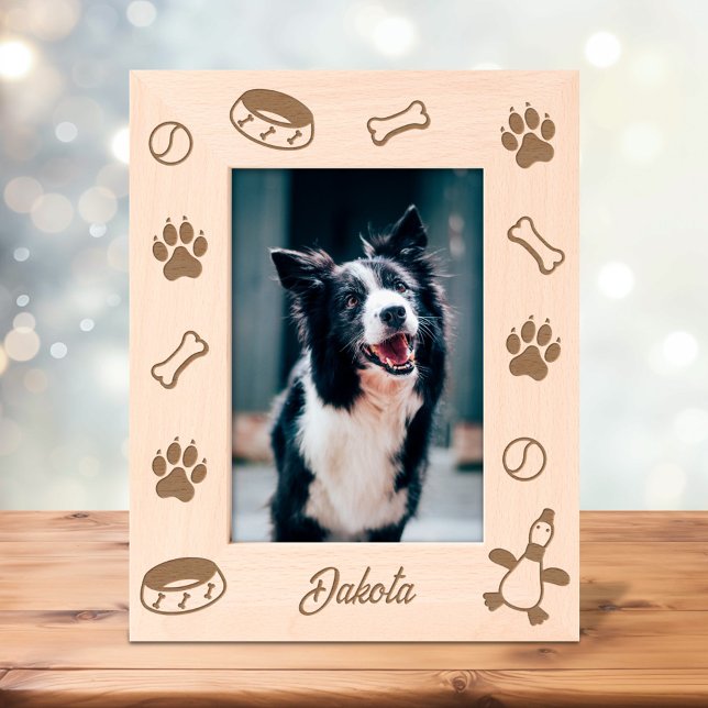 Dog Toys Dish Paw Prints 12x18 Geätzte Rahmen (Von Creator hochgeladen)