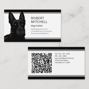 Dog Trainer Black German Shepherd QR Code Visitenkarte